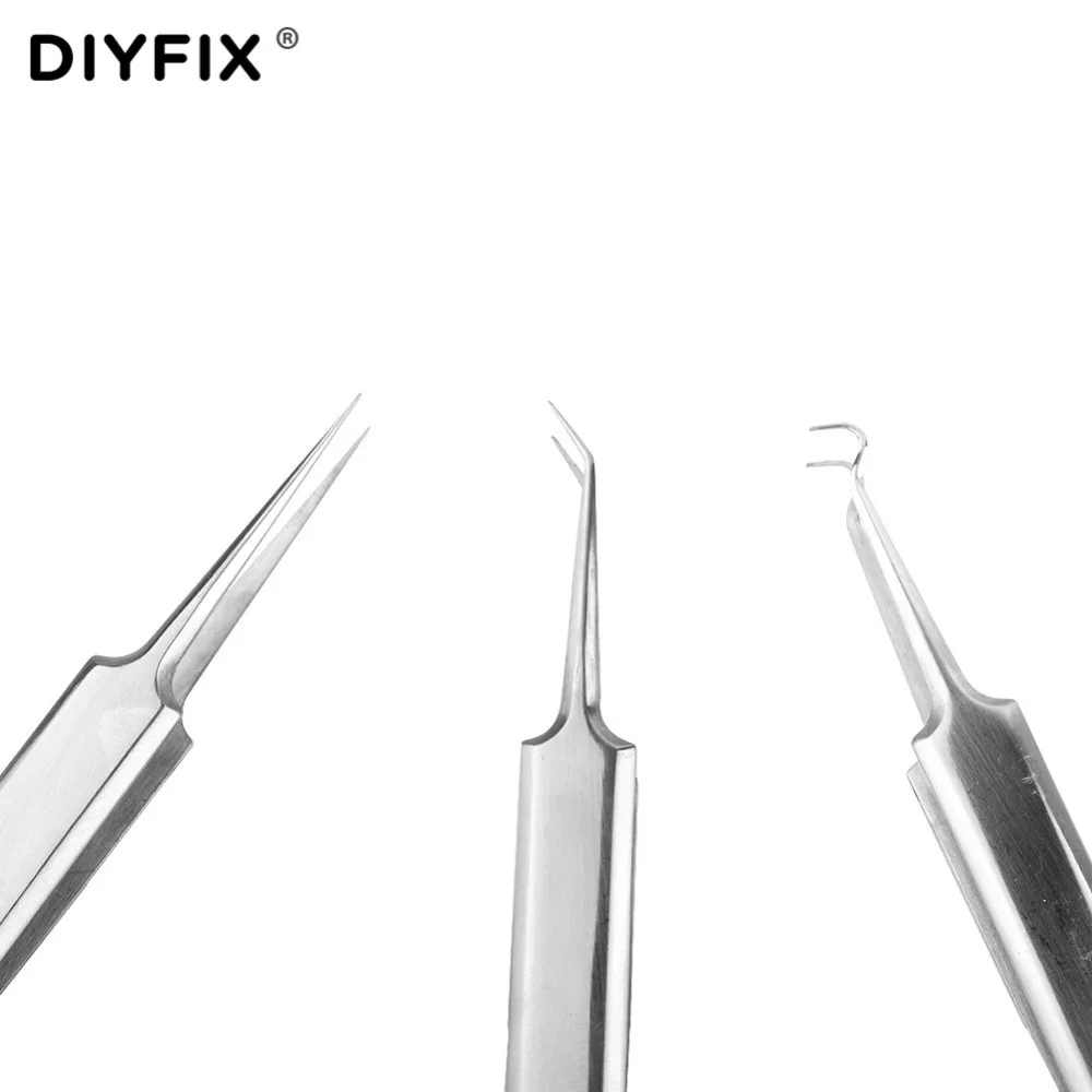 DIYFIX Acne Blackhead Tweezers Blackhead&Blemish Pimple Removers Point Bend Gib Head Comedone Extractor Face Skin Care Tools