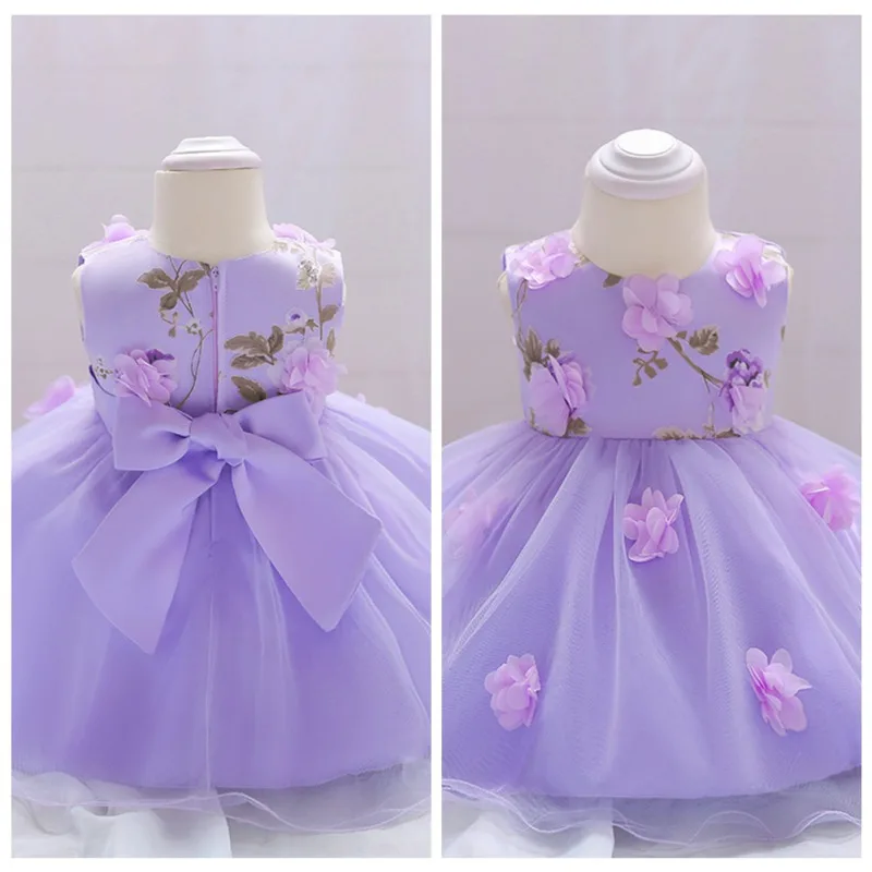Свадебное платье с цветочным узором для девочек, нарядное торжественное платье принцессы, красивое платье для маленьких девочек на день рождения