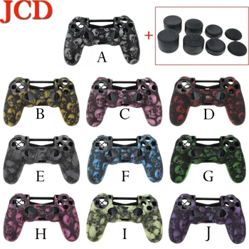 

Silicone Gel Rubber Skin Water Transfer Print Cover Case Cap For Playstation 4 PS4/slim/Pro Gamepad Skull With Joystick Cap x 8