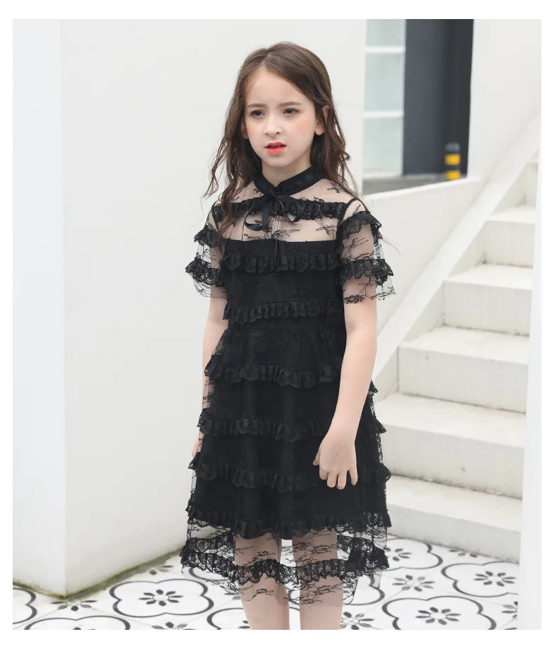 

Teen Girls Dresses 2019 Summer Party Kids Floral Clothes 5 6 8 9 10 12 13 14 Years Girl Party Dress Tulle Beading Black Dress