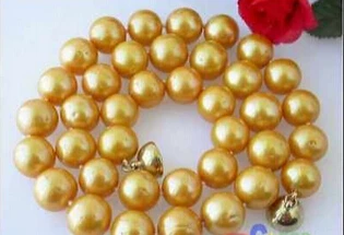 

FREE SHIPPINGAAA 17"12MM ROUND GOLD FRESHWATER PEARL NECKLACE MAGNET AAA