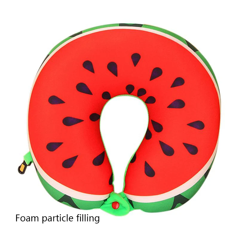 Надувные u-образные шейные подушки для самолета удобные складывающиеся подушки наружные портативные пены памяти дорожные аксессуары A - Цвет: B   watermelon