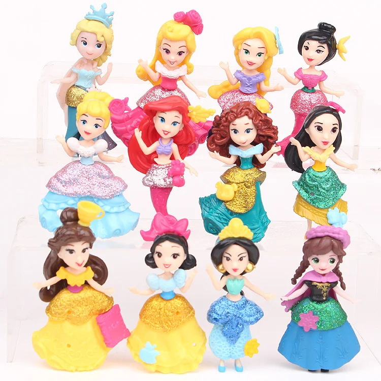 

Princesses Figures Toys Snow White Merida Mulan Mermaid Jasmine Dolls Kids Toys For Girl Children 12pcs/set