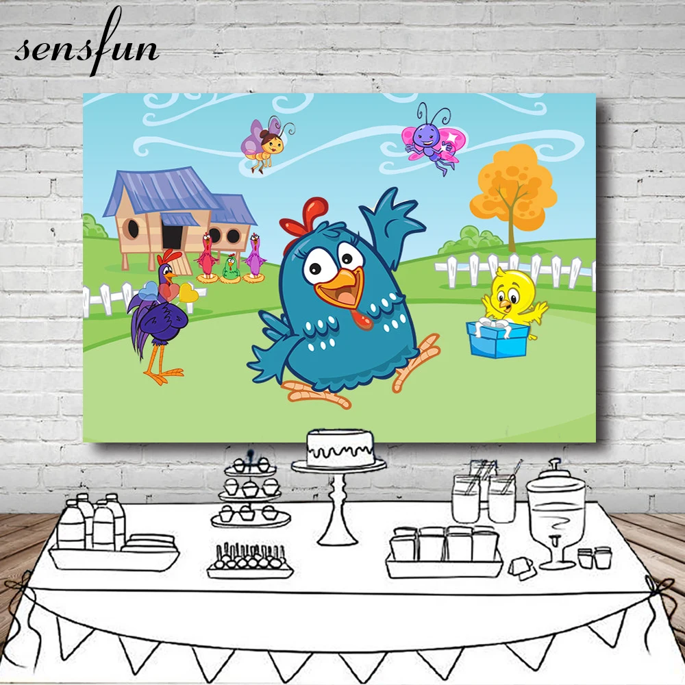 Sensfun 7x5FT Galinha pintadinha Clouds Sky Farm Cottage Yard Fence Custom Photo Studio Backdrop Background Vinyl | Электроника