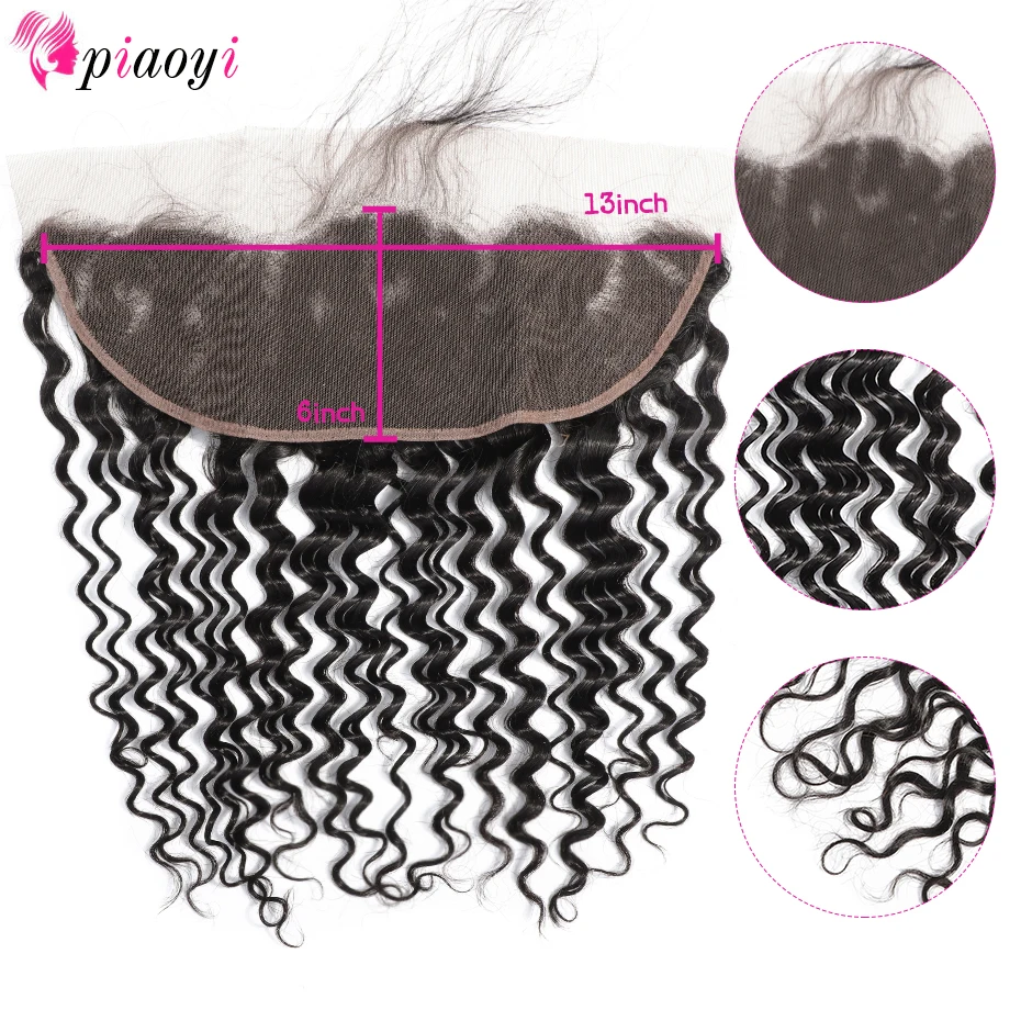 Brazilian Deep Wave 13x6 Lace Frontal Closure With Baby Hair 100% Remy Human Hair Pre Plucked Ear to Ear Lace Frontal