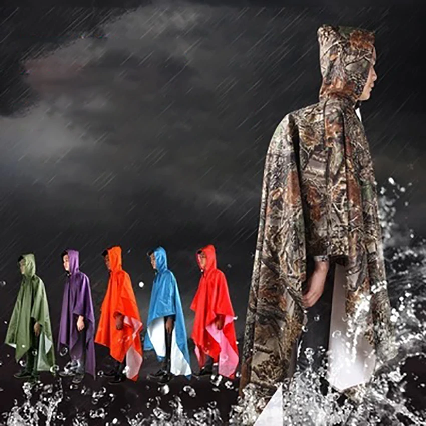 Outdoor Poncho with Hoods for Adults Raincoat Travel Adult Tent Mat Backpack Rain Cover Waterproof Poncho for Camping