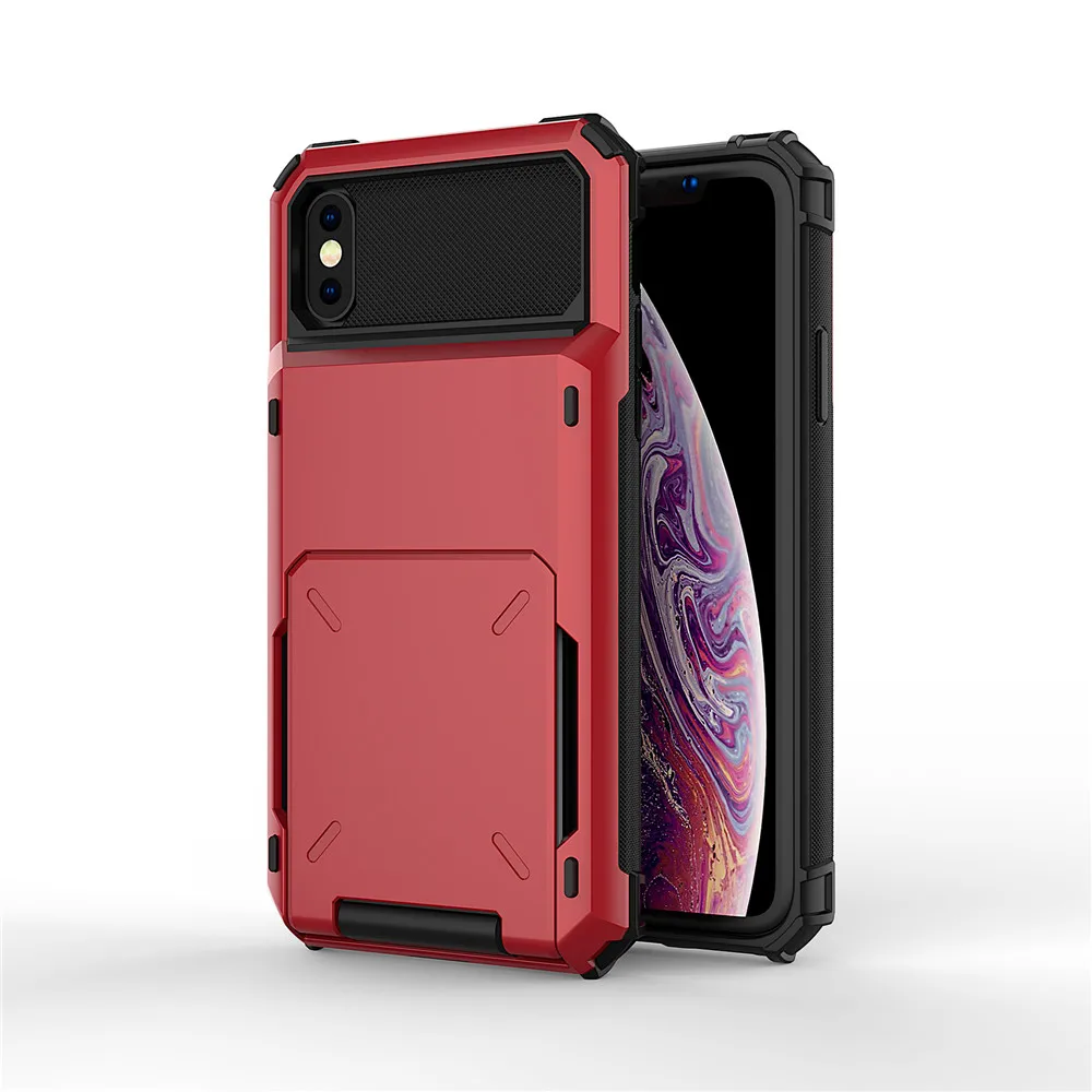 Для iPhone X 7 8 Plus XS MAX 6 Чехол с откидной крышкой и отделениями для карт бизнес-чехол для iPhone XR 7 7+ 6 6S X 10 чехол для iPhone 8 XR XS - Цвет: Red