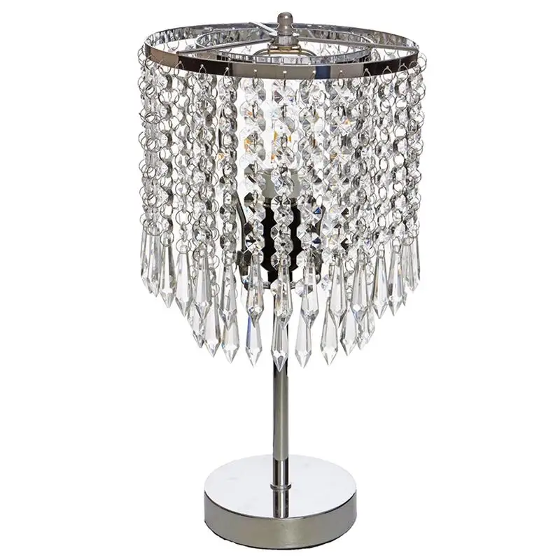 

Creative Elegant Crystal Silver Table Lamp Fashion Design Bedside Crystal Table Lamp