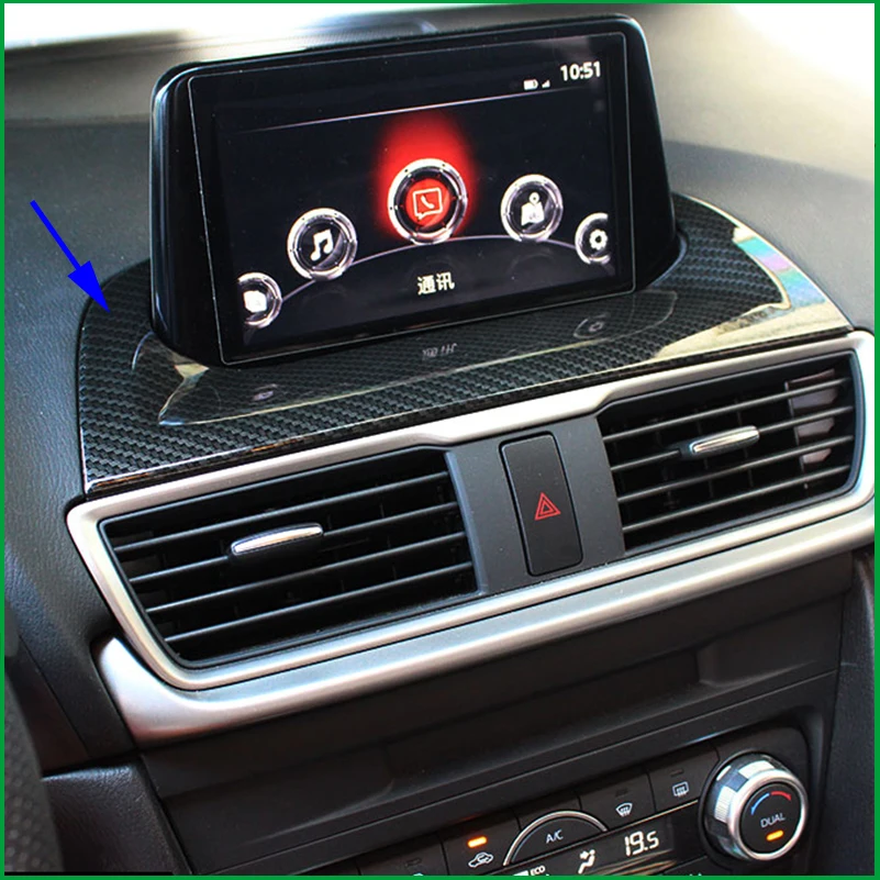 

Car-styling ACCESSORIES FIT FOR MAZDA 3 AXELA M3 2017 CENTER DASHBOARD NAVI NAVIGATION PANEL CHROME COVER TRIM FRAME GARNISH