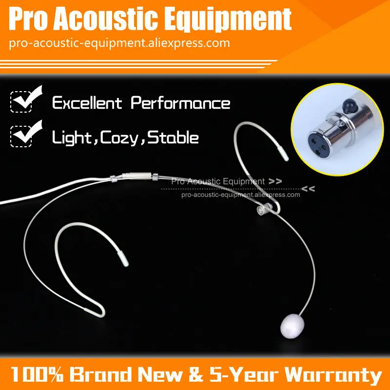 High Quality 3-pin TA3F Mini XLR Flesh Beige Color Dual EarHook Headset Microphone For AKG Wireless Bodypack Transmitter Mic | Электроника