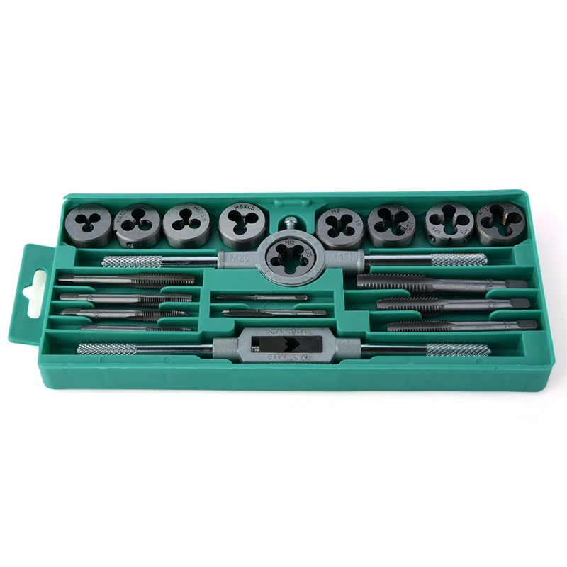 

20PCS Tap & Die Kits Straight Flute Hand Tap wrench Die wrench Holder Car Motorcycle Maintenance tools Tap Die Tools sets