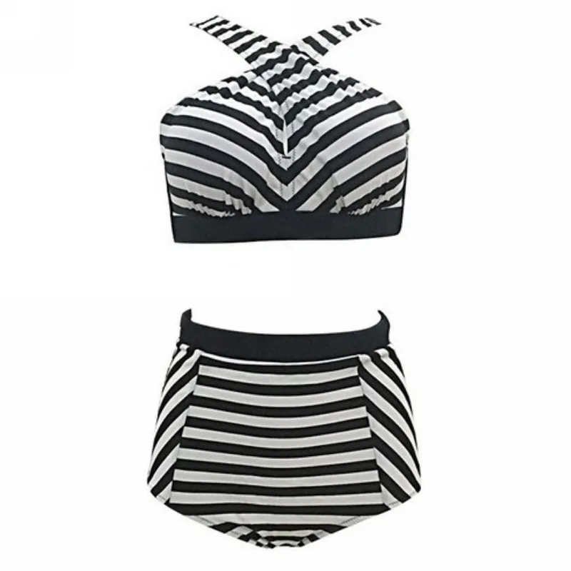Weimostar 2017 плюс Размеры Купальники для малышек Для женщин купальник Высокая талия Push Up комплект бикини с принтом летняя пляжная одежда ванный