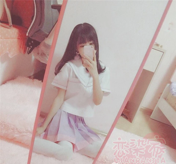 Милая японская школьная форма для девочек с вышитым бантом в стиле принцессы JK: футболка с матросским воротником+ розовая и Лавандовая плиссированная юбка