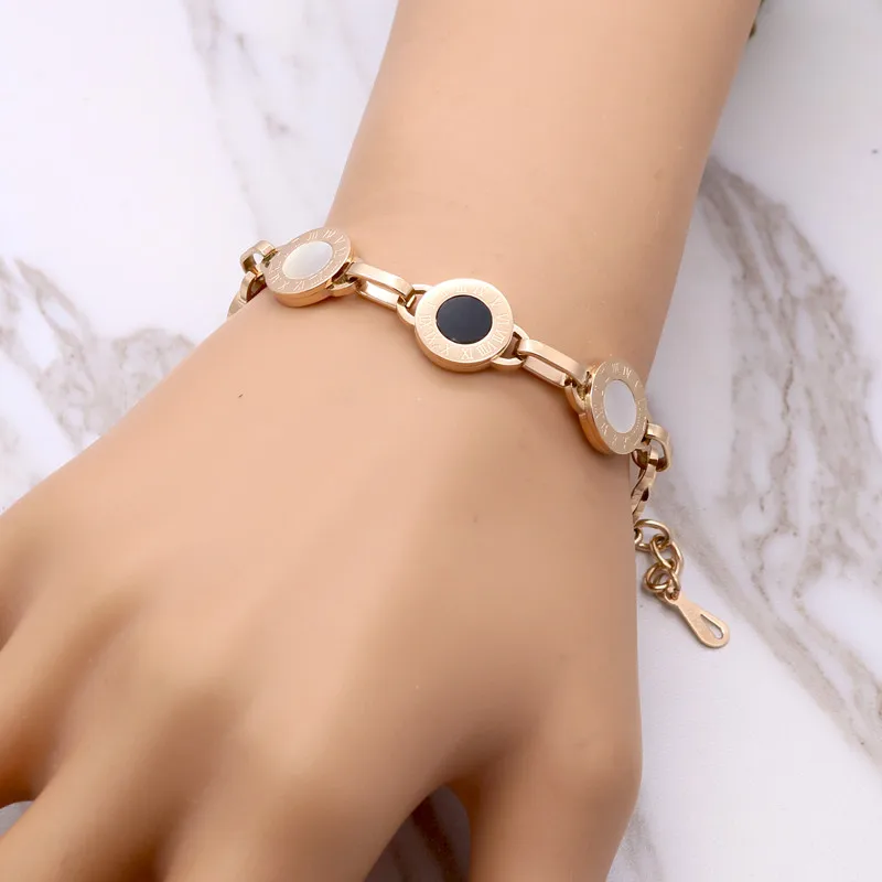 Gold Rose Silver Color White Shell Black Resin Charm Bracelet Wedding Party Beads Bracelets For Women Bridal Pulseras