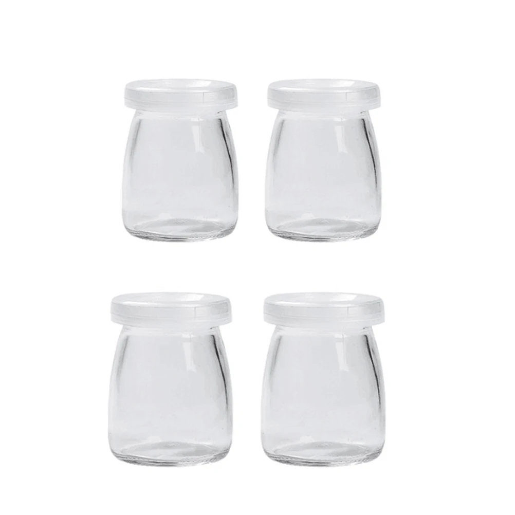 

4pcs Pudding Cup Storage Bottle Glass Simple Heat-Resistant Durable Yogurt Containers Jelly Jar Milk Cup For Dessert Shop