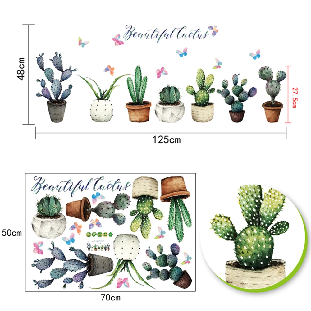 Креативный горшок растение кактус Наклейка на стену s Винил DIY художественная Фреска для гостиной спальни кухни стеклянная декоративная наклейка на окно