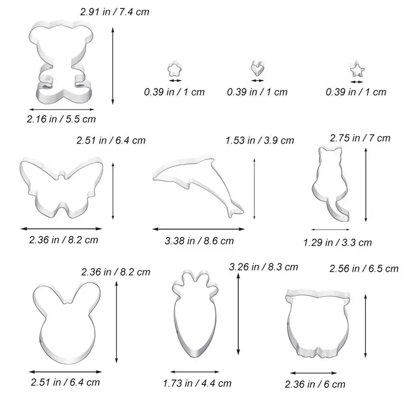 10 шт., комплект для резки печенья из нержавеющей стали, формы для торта, формы для выпечки, набор для детской вечеринки