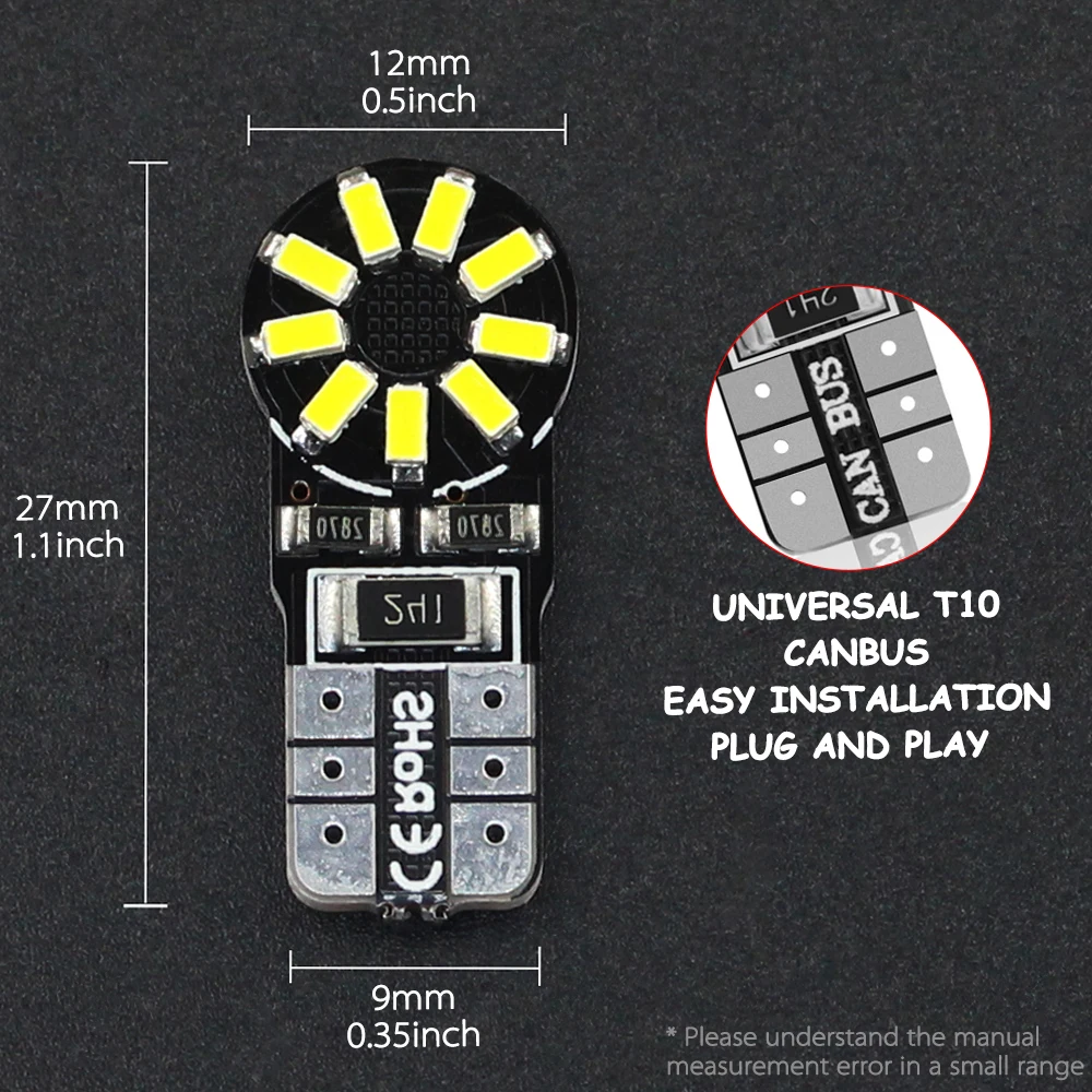 10 шт., T10, сигнальный светильник, светодиодный автомобильный светильник, лампочки, 6000 K, зазор, светильник, s приборная панель, для чтения, дверной светильник, лампа, DC12v
