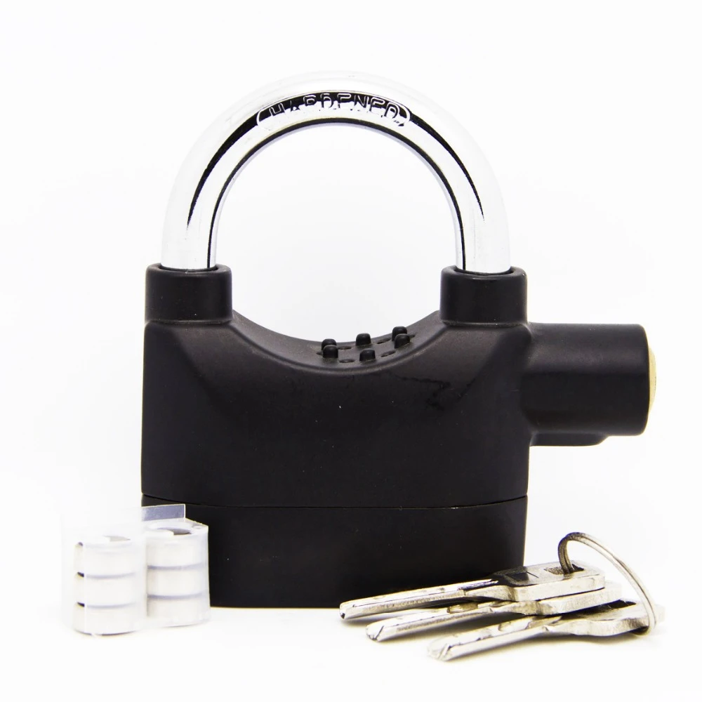 Alarm Heavy Duty Padlock Loud Siren Bicycle Shed Motion Sensor Security 110 Lock Alarm Heavy Duty Padlock Loud Siren Bicycle Shed Motion Sensor Security 110 Lock