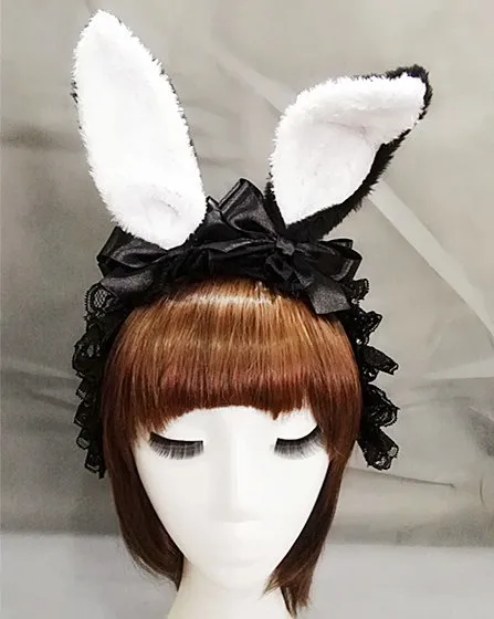 Fashion Korean Style Handmade Rabbit Bunny Ears Bow Tie Ribbon Hair Head Band BW