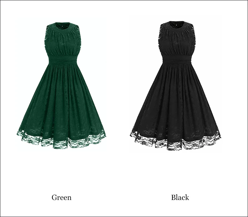Kostlich Lace Retro Women Summer Dress 2017 O-Neck Sleeveless Big Swing 60s Vintage Dress Elegant Evening Party Dresses Sundress (15)