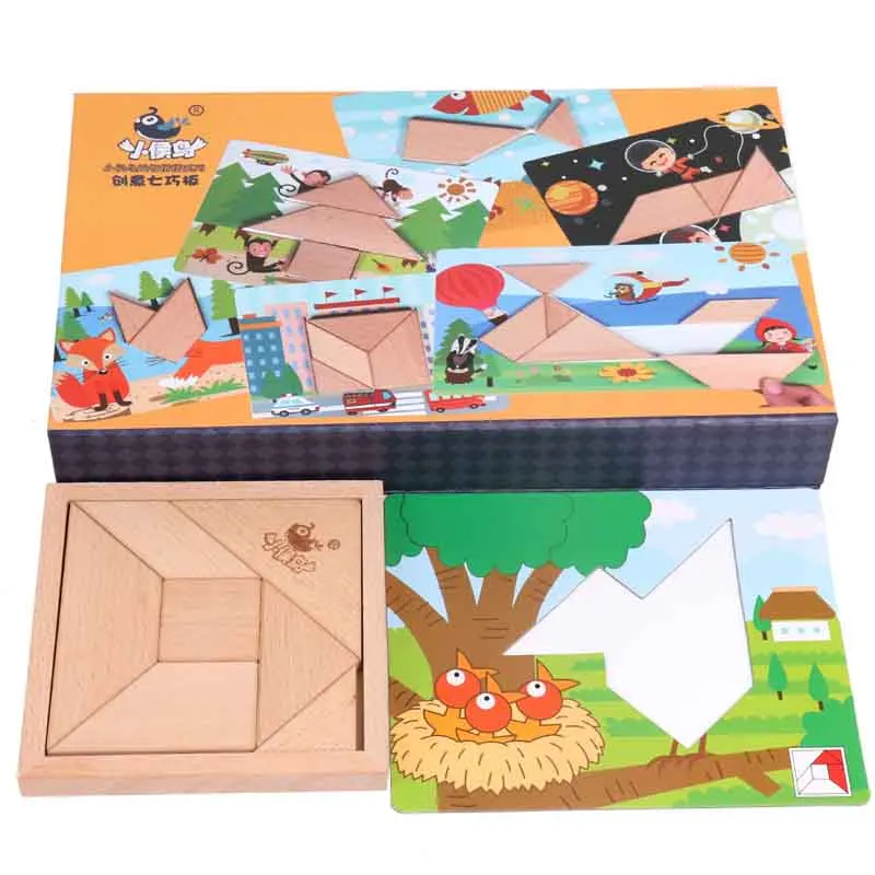 

Wooden Tangram Puzzles Game Funny Learning Education wood Toys montessori material Learning Educational Toys for Children Gifts