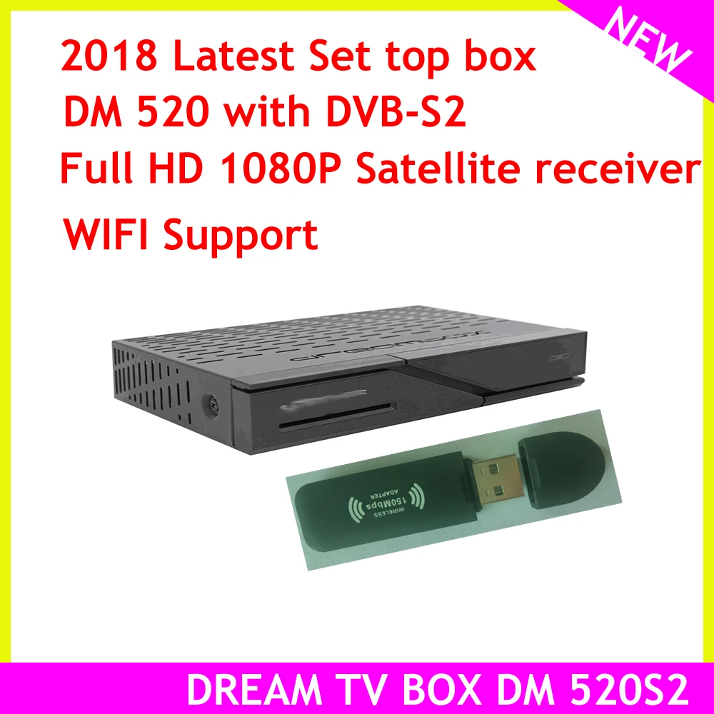 Последний комплект компьютерной приставки к телевизору модель dream tv box DM 520 dvb S2 тюнер спутниковый ресивер Linux Full HD 1080 p