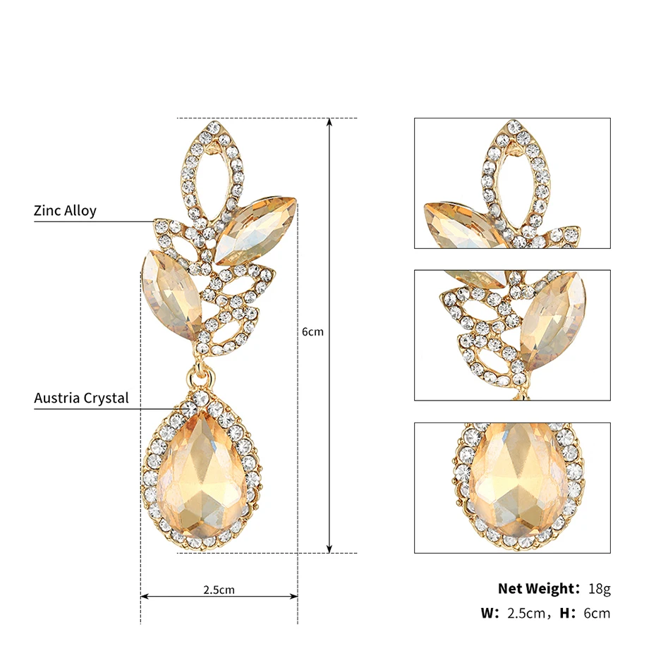 QYY модные свадебные серьги-капли с австрийскими кристаллами для невесты, подружек невесты, вечерние серьги из сплава