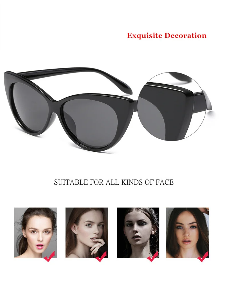YOOSKE, модные, очаровательные, кошачий глаз, солнцезащитные очки, женские, прозрачные линзы, Ретро стиль, солнцезащитные очки, оправа, кривой дизайн, Кэти Холмс, очки