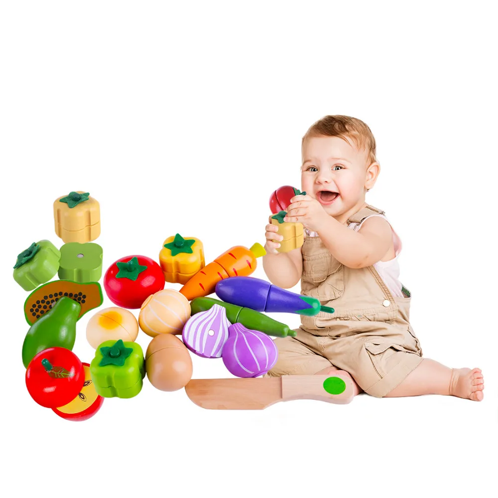 

Magnetic Wooden Fruit and Vegetable Combination Cutting Toy Set Children Play & Pretend Simulation Playset