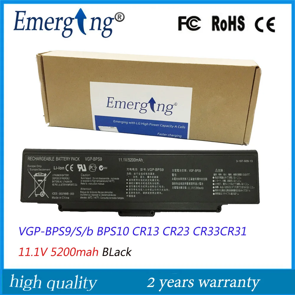 

11.1V 5200Mah New Quality Laptop Battery for SONY VGP-BPS9/S/b VGP-BPL9 BPS10 BPS9 CR23 CR33CR31