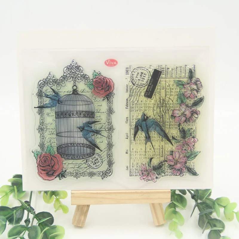

Swallow and Birdcage Transparent Clear Silicone Stamps for DIY Scrapbooking/Card Making/Kids Christmas Fun Decoration Supplies