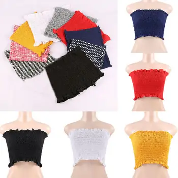 

Women Lady Girl's Casual Elastic Strapless Boob Tube Crop Tops Bandeau Stretch Modal Bra Sexy