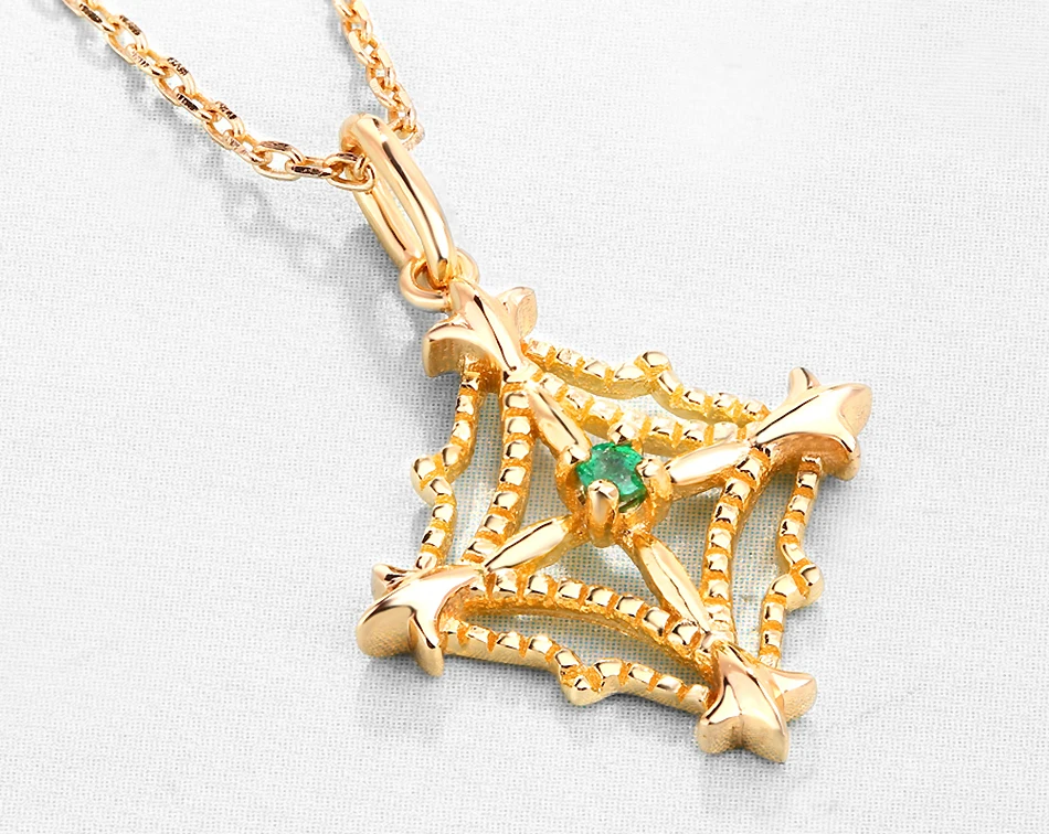 ALLNOEL Solid 925 Sterling Silver Pendant Necklace For Women Korean Jewelry Natural Gemstone Emerald 9K Gold Wedding Necklaces (3)