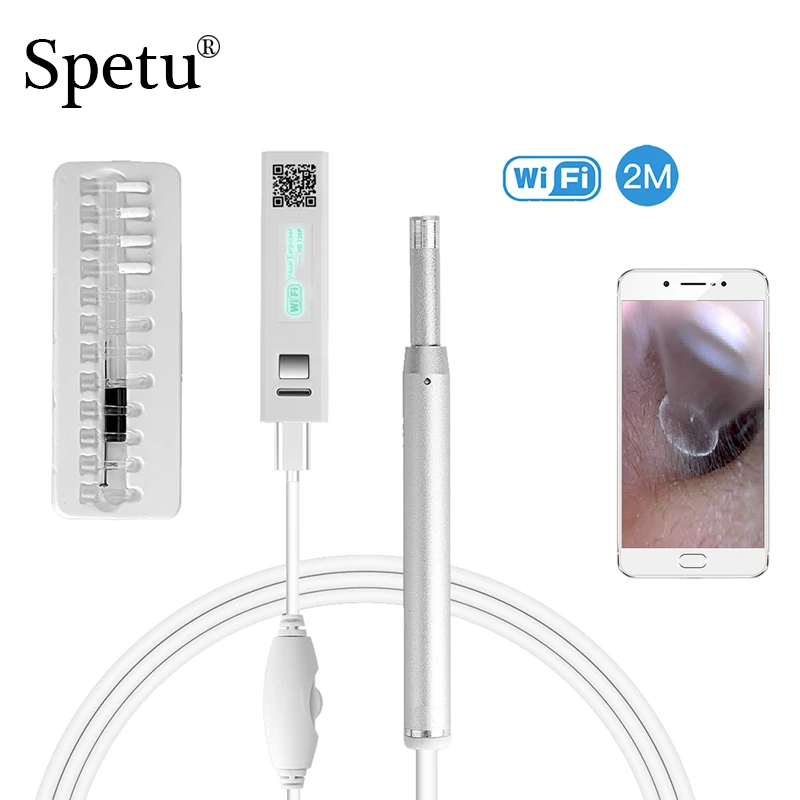 

Spetu HD720P Wireless WIFI Ear Endoscope Visual Ear Spoon 5.5mm Inspection Camera Otoscope Camera Ear Health Care Android IOS