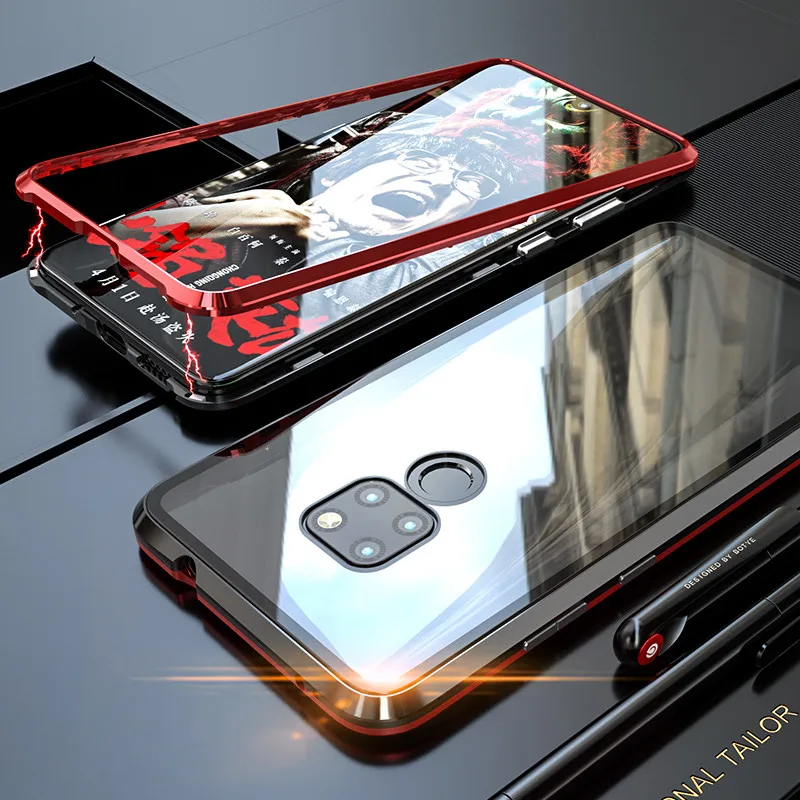 Black and Red Адвака Магнитная Адсорбция металлический противоударный чехол для huawei mate 20 Pro Lite 20X Maimang 7 Honor V20 8X Magic 2 Магнитный чехол - Цвет: Black and Red
