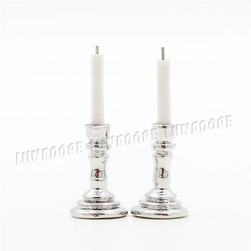 Odoria 1:12 миниатюрная мебель 1 пара свечей с держателем кукольный домик аксессуары для освещения для столовой гостиной спальни
