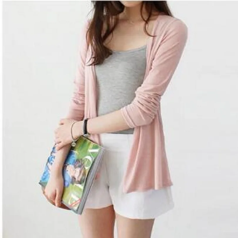 

MLXSLKY Summer clothing knit cardigan sweater female shawl long-sleeved thin air-conditioned shirt womens thin knit cardigan