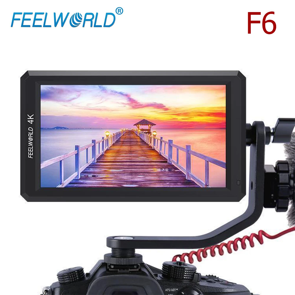 

FEELWORLD F6 5.7Inch FHD IPS On Camera 4K HDMI Monitor with Swivel Arm and 8V DC Power Output