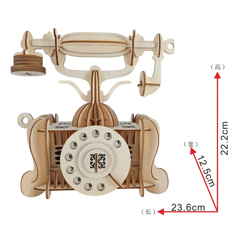 DIY 3D Пазлы старомодный телефон деревянные ремесла сборки наборы Модель-пазл подарки для детей взрослых с 124 шт