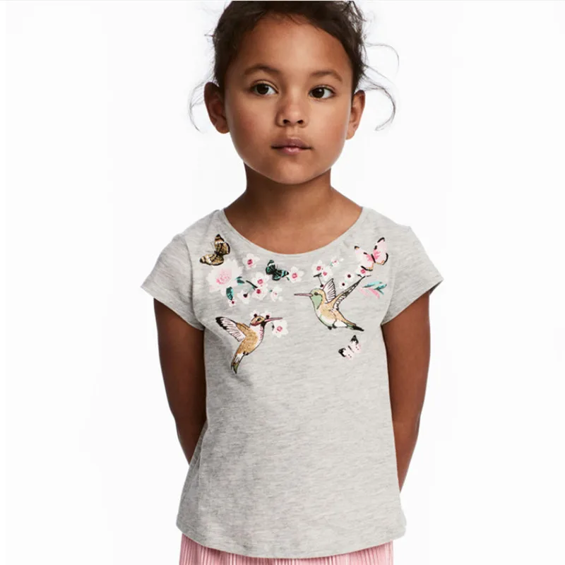 jumping meters Applique Girls T shirts Bunny Baby Tees Top Summer 2019 Fashion design kids clothing t shirts cotton animal Tees