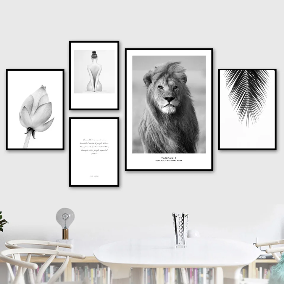 

Prints Pictures Home Wall Arts Modular Poster Nordic Simple Flowers And Animals HD Paintings On Canvas Living Room Decor