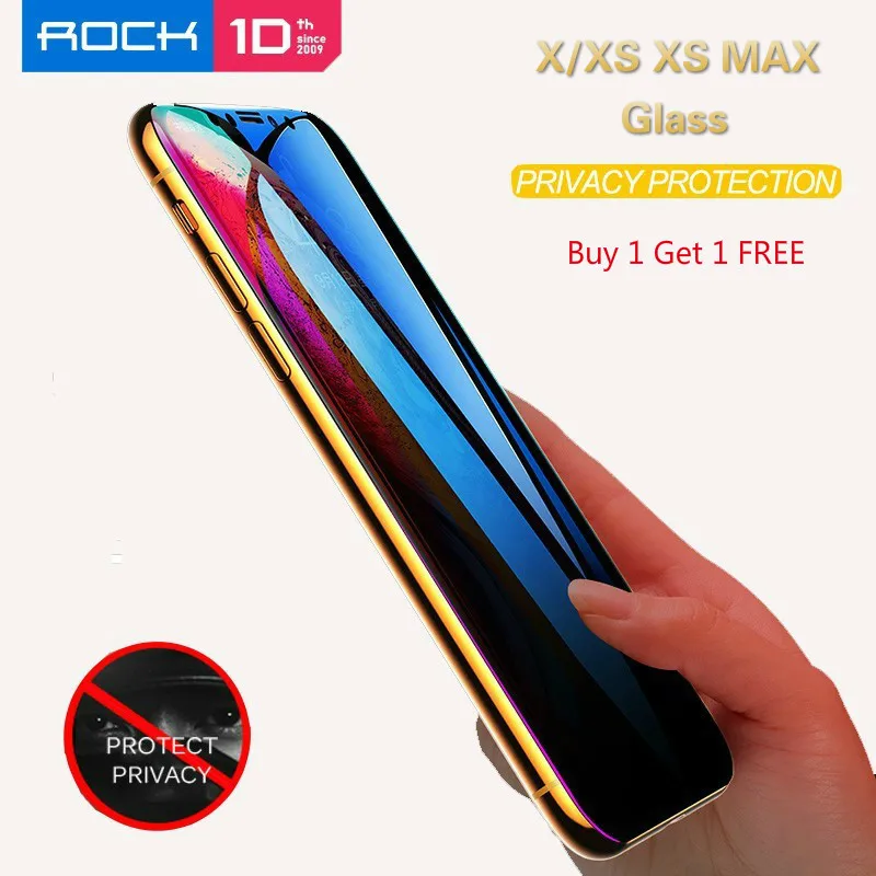 

Rock IPhone XS Glass IPhone XS Max Glass Anti Spy 9H Tempered Glass Anti Fingerprint HD Tempered Glass For iPhone X XS XS MAX