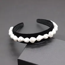 Простая большая жемчужина нерегулярный Повседневный характерный обруч для волос Корейская версия моды темперамент простая повязка для головы 859