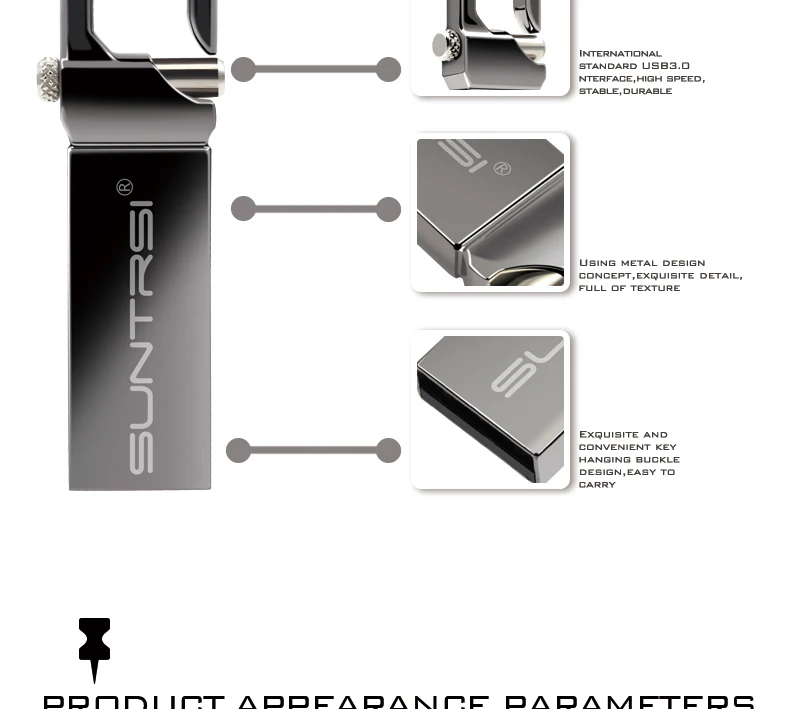 Suntrsi USB флеш-накопитель 64 ГБ металлическая Флешка высокоскоростная USB флешка 32 ГБ флеш-накопитель реальная емкость 16 Гб USB флеш-накопитель