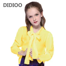 Детская одежда для малышей весенняя одежда для больших детей школьные шифоновые Белые и розовые кружевные блузки с длинными рукавами для девочек Детская рубашка