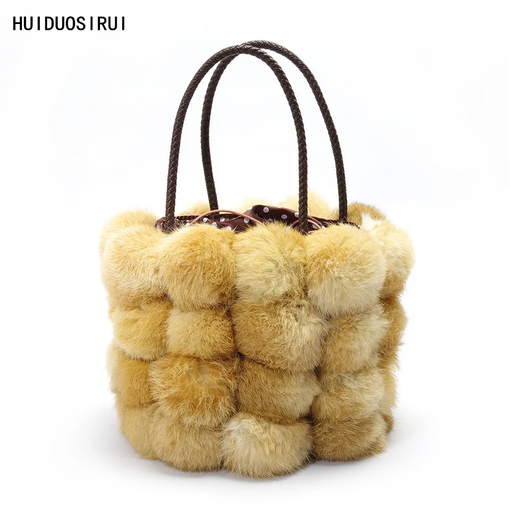 

2018 New Women Shoulder Bag Brand Designer pu Leather Autumn Winter Bags Seto rabbit hair handbags Skin Crossbody bag warm bag