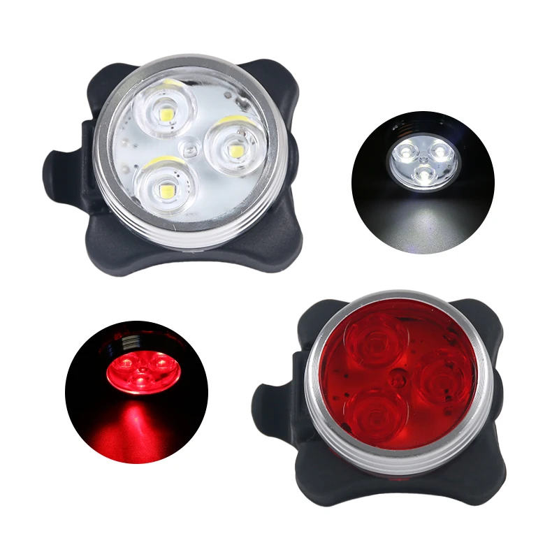 

2PCS/Lot Bicycle Rear Head Light USB Rechargeable 3 SMT LED Tail Front Lamp Safety Visual Warning Indication Lantern Red White