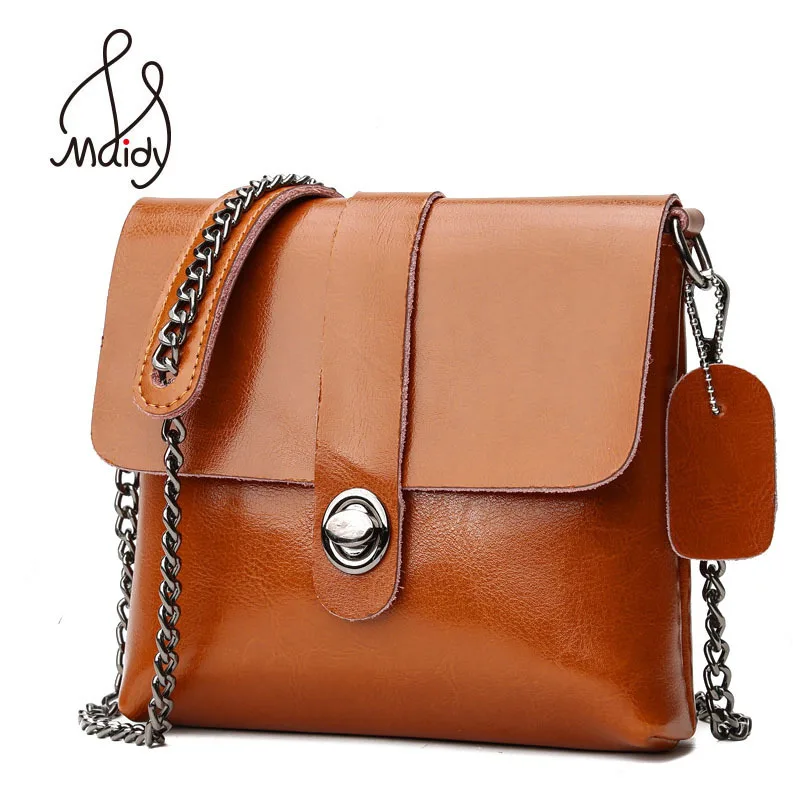 

Summer Style Genuine Leather Flap Bags Women Lock Chains Hasp Shoulder Crossbody Satchel Messenger Handbags High Quality Maidy