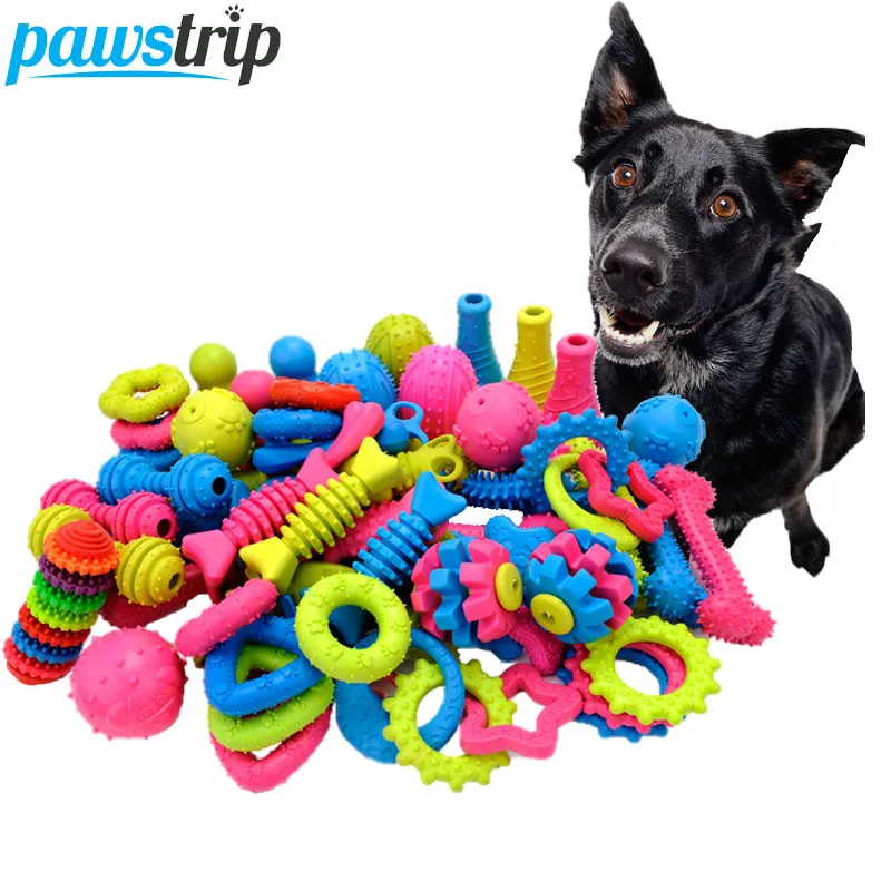 

pawstrip 1pc Rubber Dog Toys Bite Resistant Dog Chew Toy Cleaning Teeth Chihuahua Teddy Bulldog Puppy Pet Toys For Small Dogs